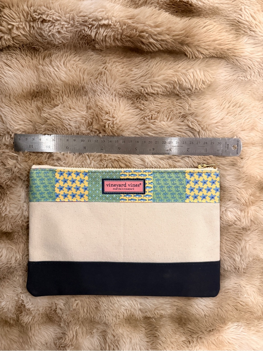 Vineyard Vines Patchwork Coastal Canvas Zip Pouch / Clutch – NEW